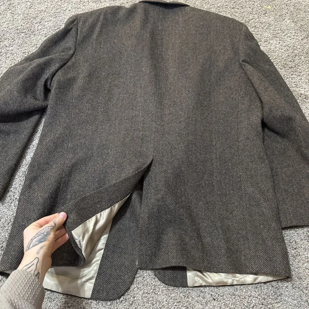 Oscar de la Renta Men's Brown Sport Coat 46R Blazer Jacket Merino Wool Lambswool